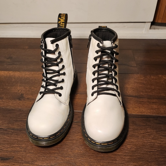 1460 dr martens boots white leather lace up boots size 2 US Junior - Picture 5 of 12